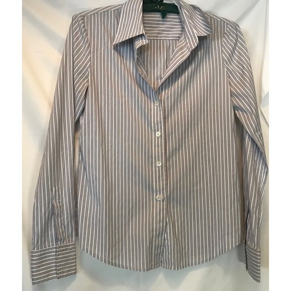 THEORY pink/gray/white striped button down shirt top blouse size P - Picture 1 of 6